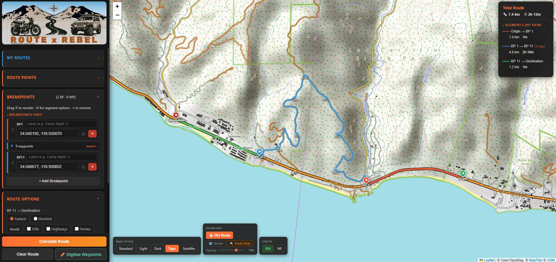 Topo map view